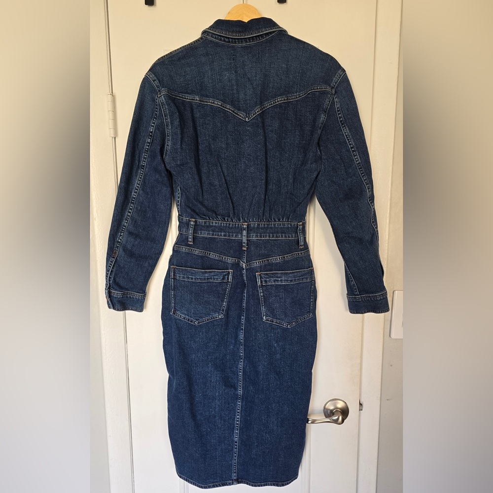 Madewell Denim Shirt Dress Size 0 | Button Front Western Utility Jean Dress - Picture 5 of 9